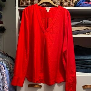 JCrew Popover Blouse - Orange//Red Size XXL